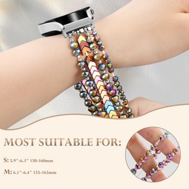 Lerobo Beaded Bracelet Band Compatible with Galaxy Watch 7/6/5/4/Active 2 40mm 44mm/Watch 4 Classic 42mm 46mm/6 Classic 43mm 47mm/5 Pro 45mm, Women Girl 20mm Handmade Fashion Stretchy Watch Band