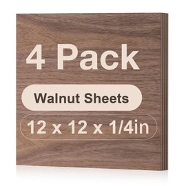 ROBOTIME 4-Pack Walnut Plywood 1/4" for Laser Cutting - Laser Engraving Blanks - 6mm Wood for Laser Cutting and Engraving - 12" x 12" Walnut Wood Sheets for Craft