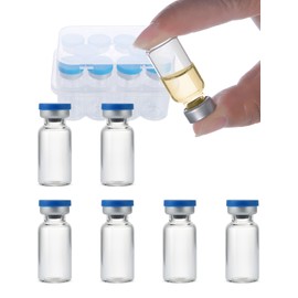 3ml Glass Vials for Injections, Self-Healing Injection Port, Empty Vials for Injections with Sealed Cap (10 Pack)