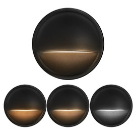 WOMINGYOUWO LED Low Voltage Deck Lights Outdoor Waterproof,6-Pack 3CCT Deck Lighting Fixtures Landscape Step 12V-24V AC/DC Die-cast Aluminum Housing Fence Lamp Wired 2700K/3500K/5000K (Black)