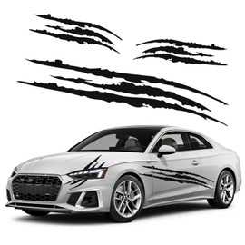 3pcs Car Monster Claw Stickers Vinyl Claw Marks Decals, 1 Full Set Car Hood Decal Scratch Stripe Auto Headlight Decal Marks Decor Accessories (Color : Black)