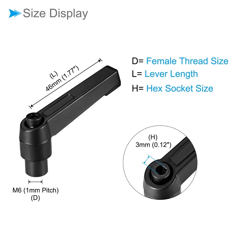 CoCud Clamp Lever Handle M6 Female Thread 46mm Lever Adjustable