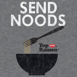 Tee Luv Men's Faded Top Ramen Send Noods T-Shirt - Noodle Bowl Food Logo Shirt, Graphite Heather, XXL