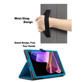 Case for Blackview MEGA 2 12 inch, Blackview MEGA 2 Wifi Tablet Case, Folding Stand Protective Cover with Pencil Holder and Wrist Strap, Full Protection. (Light Blue)