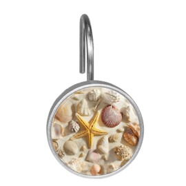 Artinhand Coastal Seashells Starfish Shower Curtain Hooks Set of 12