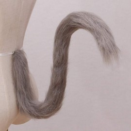 Fluffy Plush Long Cat Tail Fancy Dress Animal Tails Cosplay Anime Dress Up Party Carnival Costume Prop (Grey)