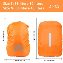 HORREX Rain Cover Backpack Fluorescent Orange Colour Reflective Arrow + Fluorescent Orange Colour Vertical Stripes Rain Cover School Bag Backpack Rain Covers, Orange colour.