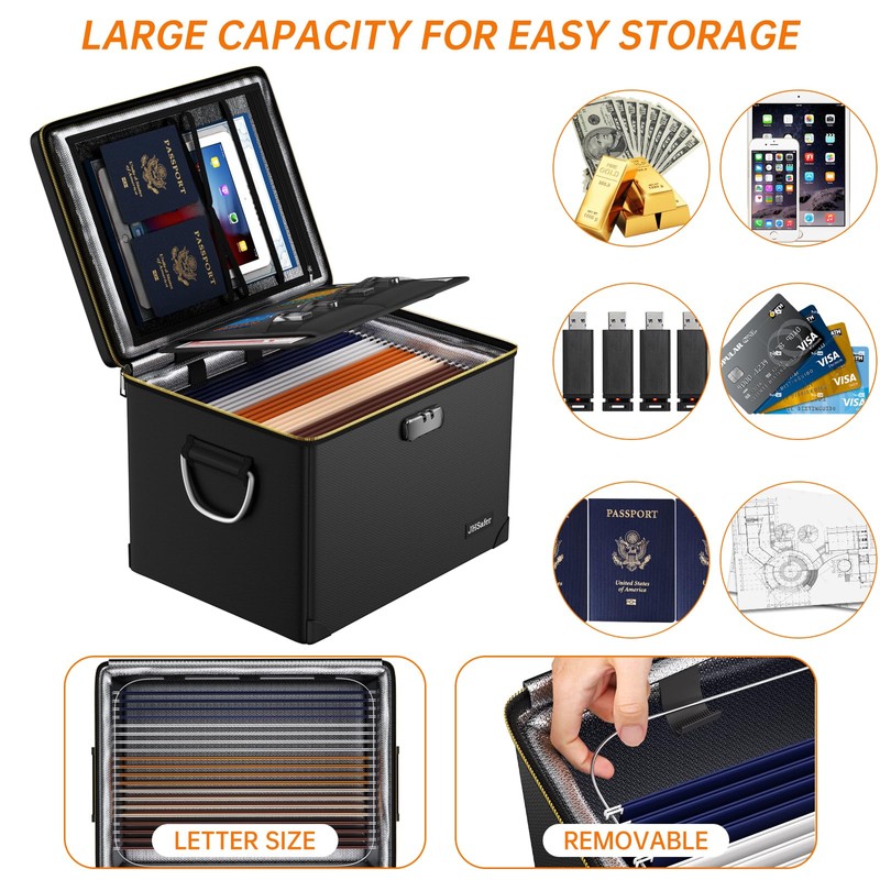 Fireproof Safe Box with Fireproof Zipper, Hard-Shell Fireproof Document Box,