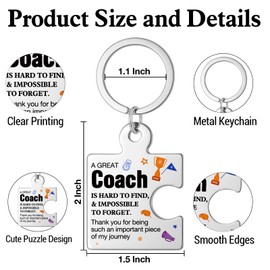 Gifts for Coach, Thank You Appreciation Gift for Baseball Softball Soccer Football Volleyball Basketball Hockey Sports Coaches, A Great Coach Is Hard to Find Puzzle Piece Metal Keychains