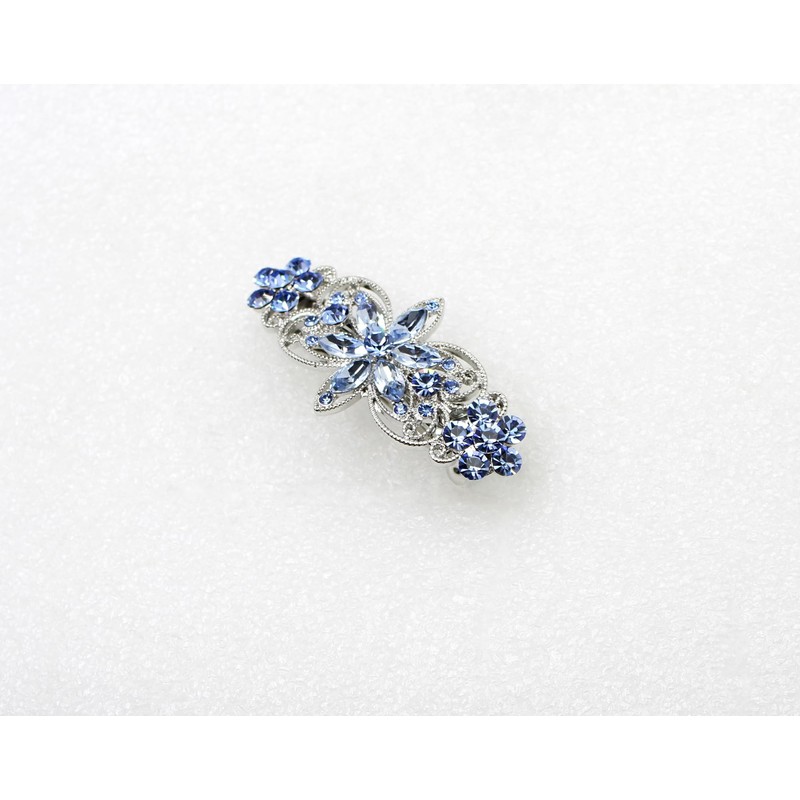 Faship Gorgeous Light Blue Rhinestone Crystal Flora Hair Barrette Clip