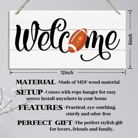 Fall Decor Sign, Decorative Hanging Wall Plaque Wood Sign, Welcome Door Sign, Front Door Decor, Welcome Decor for Porch Entryway, Football Game Decor, Fall Home Decor, Thanksgiving Decor