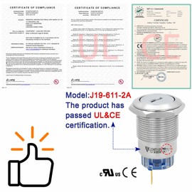 ZJWZJH 19mm 3/4" Key Switch Rotary Switch On/Off Metal Key Lock Switch Lock Maintained Latching with Wire (19MM 2 Position 1NO1NC)