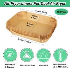 YQL Air Fryer Liners Disposable for Ninja/Tower Dual/Instant Vortex, 100PCS Air Fryer Parchment Paper Liners Air Fryer Accessories Compatible with Ninja [AF300UK], [AF400UK],Salter Air Fryer