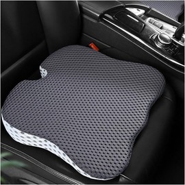 TSUGAMI Car Seat Cushion, Auto Gel Infused Memory Foam Cushion for Driver Comfortable Driving Hip Pressure Relief Office Chair, Universal for Vehicles and Office Chairs (Gray/White)