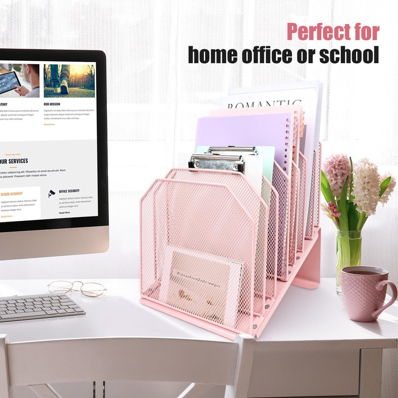 SUMMORO Inclined File Organizer for Desk, 7-Tier Vertical File Folder