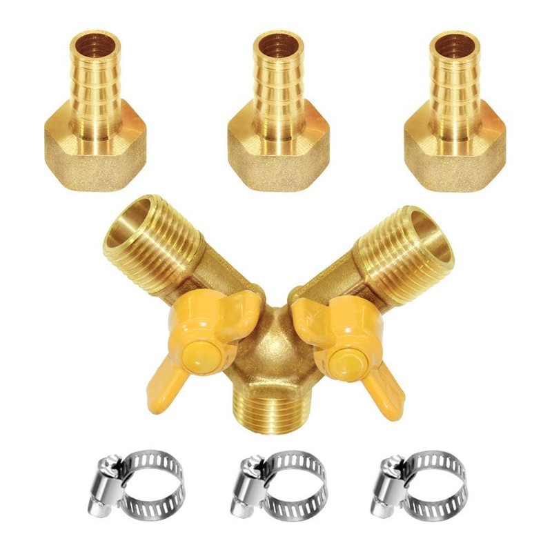 Joywayus 3/8" Hose Barb 3 Way Shut Off Ball Valve