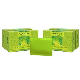 Vaadi Herbals Alluring Neem Tulsi Soap with Vitamin E and Tea Tree Oil, 150g (Pack of 4)