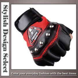 ONE LIMITATION TG019 Men's Gloves Leather Fingerless Touring Cycling Gloves (Blue)