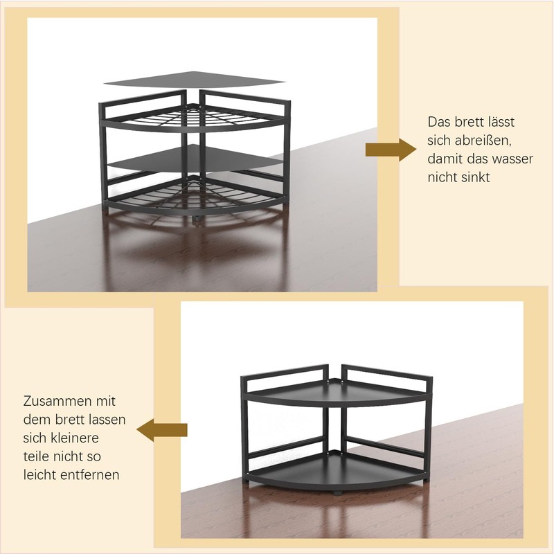 HUIJIN 2 Tier 90°Corner Shelf for Kitchen - Space-Saving Spice