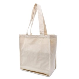 Organix 100% Organic Cotton Canvas 12oz, s Grocery Bag 3 Pack, 13.5 x 16.5 inches, Large Reusable Cotton Grocery Organizer Tote Bag &Strong Handle, Washable Grocery Shopping Foldable Bag, Natural