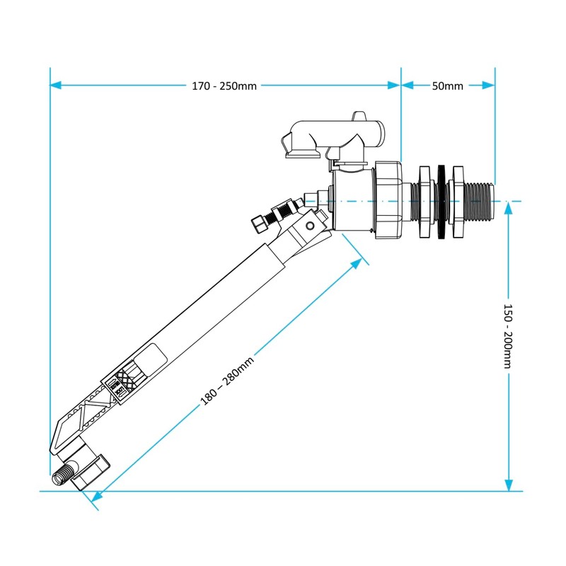 Universal Side Entry Toilet Cistern Fill Valve with Adjustable Float
