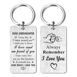 Jzxwan I Love You Goddaughter Gifts, Proud of Goddaughter Mothers Day Birthday Key Ring Present from Godmother Godfather