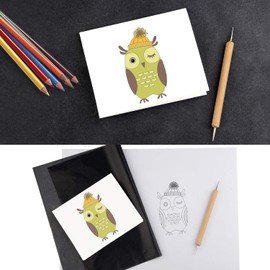 KUUQA 120 Sheets Carbon Copy Paper with 5 PCS Embossing Stylus,Black Transfer Paper Tracing Paper for Tracing on Wood,Fabric Stencil Copy Accessory