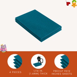 FabricLA Acrylic Felt Fabric Sheets for Crafts | Precut 9" X 12" Inch (20 cm X 30 cm) Felt Squares | Felt Fabric Sheets for DIY Crafts, Hobby, Costume, and Decoration| Turquoise A014, 4 Pieces