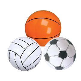 GiantGo 12inch Inflatable Beach Balls, Football Basketball Tennis Ball, Blow Up Beach Balls for Summer Beach Pool Party Games, 3 Pieces