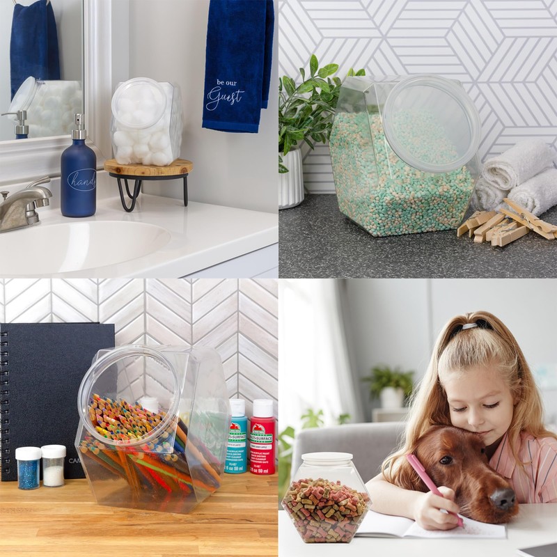 Cornucopia Gallon Plastic Container Candy Jars (2-Pack); Hexagon Shaped Countertop