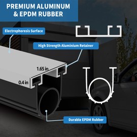 Neyway Garage Door Seals Bottom Rubber with Pre-drilled Track Retainer Kit, Garage Door Weather Stripping Replacement, Universal U+O Ring Weatherproofing Garage Door Seal(10ft)