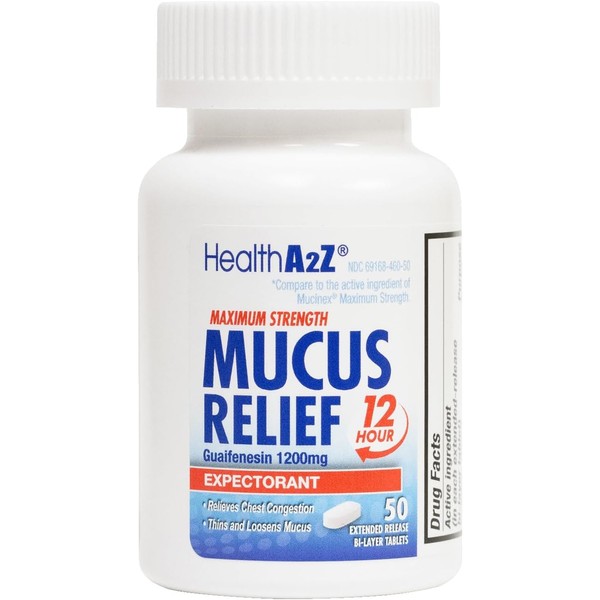HealthA2Z® Mucus Relief | Guaifenesin 1200 mg | 50 Tablets