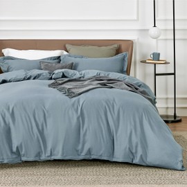 Bedsure Duvet Cover Oversized Queen Size - Soft Double Brushed Bedding Set for Kids & Adults, Zipper Closure, 3 Pieces, Includes 1 Duvet Cover (98"x98") & 2 Pillow Shams, NO Comforter, Mineral Blue