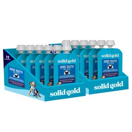 Solid Gold Chicken Bone Broth for Dogs - Grain Free Dog Food Topper Rich in Collagen and Superfoods - Nutrient Dense Dog Gravy Topper for Dry Food - Promotes Gut Health and Hydration - 12 Pack