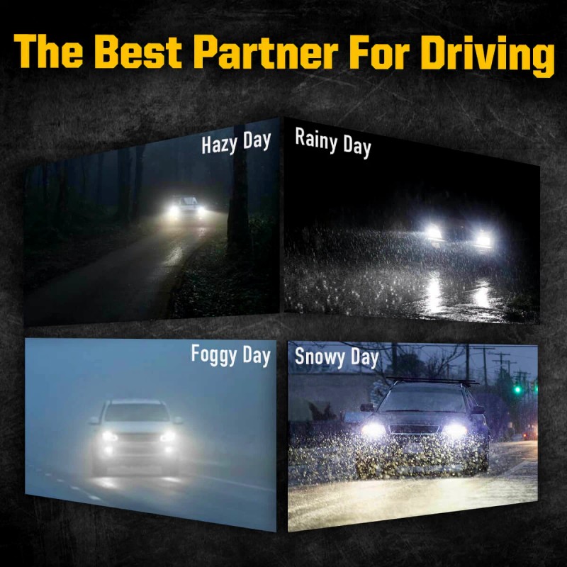 SHENKENUO 4 Sides H11 LED Headlight High or Low Beam