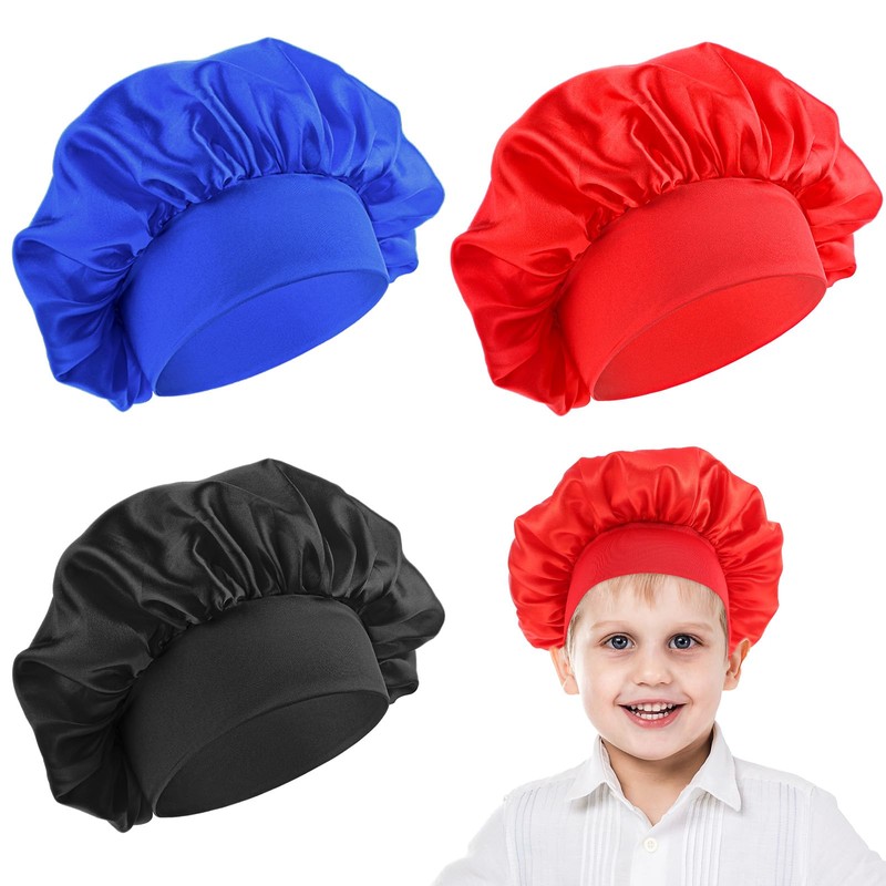 3 Pcs Satin Kid Bonnets Curly Hair Wrap Girl Silk