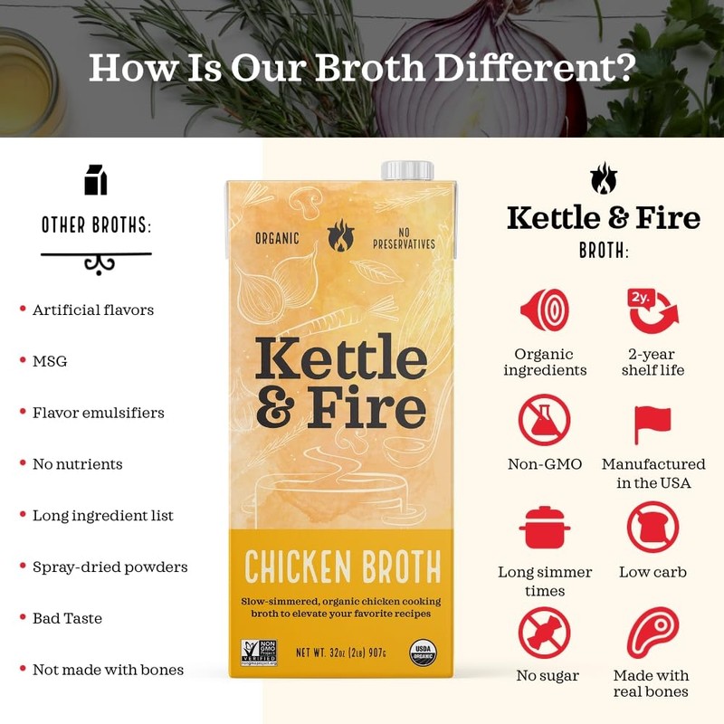 Kettle & Fire KETTLE & FIRE Organic Chicken Broth, chicken,kettle,