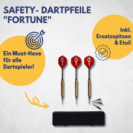 Best Sporting Safety Darts Fortune I 3 Darts with Plastic Tip & Brass Sleeve I Soft Dart Set I E-Darts in 16, 18 or 21 g I Includes Replacement Tips & Dart Case