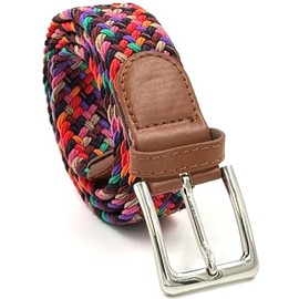 LisaModa Unisex Stretch Braided Belt in Many Colours, Colourful 064
