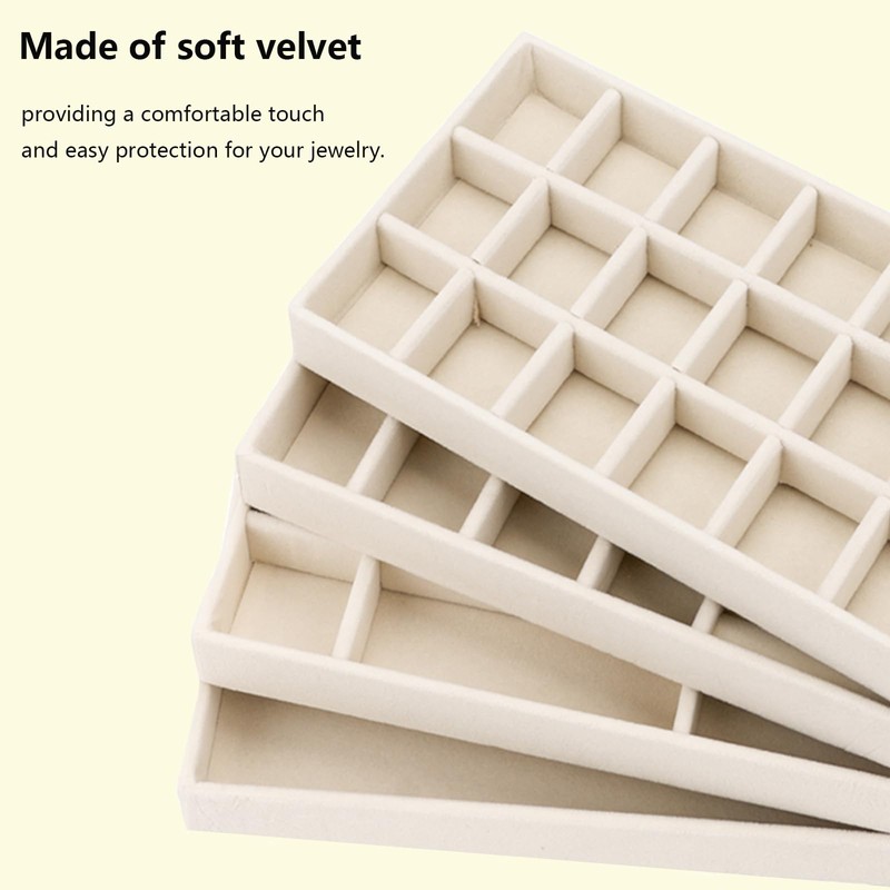 Cecijelry Jewelry Organizer Trays for Drawer, Stackable Velvet 8in Jewelry