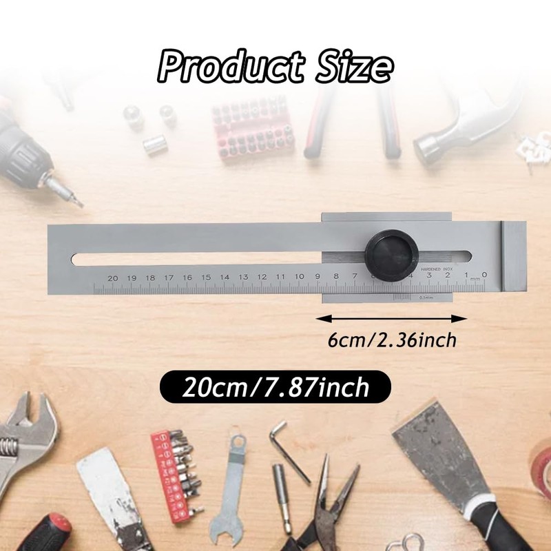 ZOESURE Precision Marking Gauge 200 mm, Scribing Tool, Matt Chrome-Plated