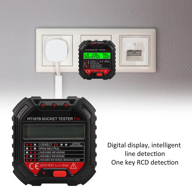 Probador de Enchufes Probador de Tomacorrientes Pantalla Digital Detector de