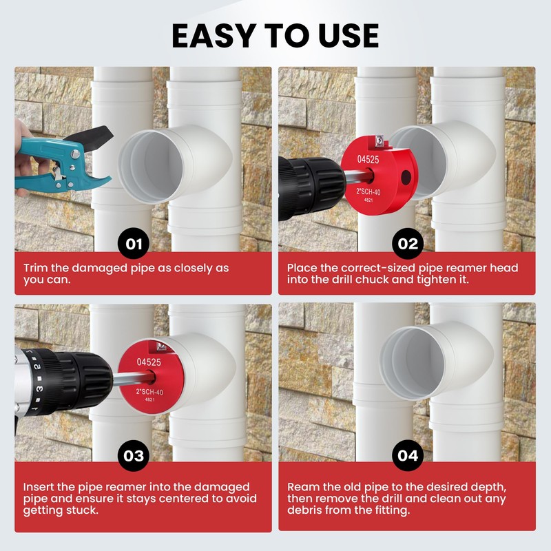 sliyxtwio 6 Pcs PVC Pipe Reamer Kit - Plastic Pipe