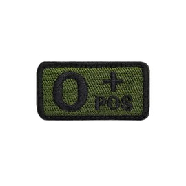 LOYELEY O Shape + Tactical Blood Type Survival Patch Embroidered Velcro Patch Coat of Arms Emblem (Olive+Black-O Type)