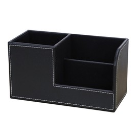 KINGFOM Desk Tidy Organiser Caddy Multifunction Leather Pen Pencil Pots Holder Office Desk Stationery Supplies Organizer