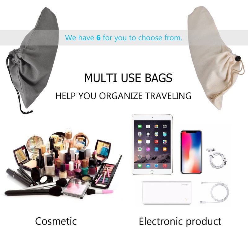 HAMBOLY 100% Cotton Shoe Bags 6 Pack Dust Cover Storage