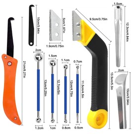 HKDHF Grout Removal Tool System, Grout Hand Saw with 3 Pieces Backup Blades, Caulking Removal Tools Tile Grout Saw, Caulking Edge Kit, Tile Joint Cleaning Tool, Tile Caulk Finishing Tool