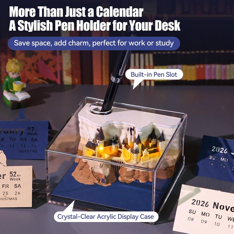 3D Calendar Tear Off 2026 3D Desk Calendar Notepad with
