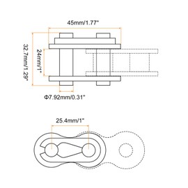 sourcing map 10Pcs #80-1/16A-1 Roller Chain Connecting Links 25.4mm Pitch Carbon Steel Master Connector Link, Chain Master Links for 16A-1/#80-1 Chain