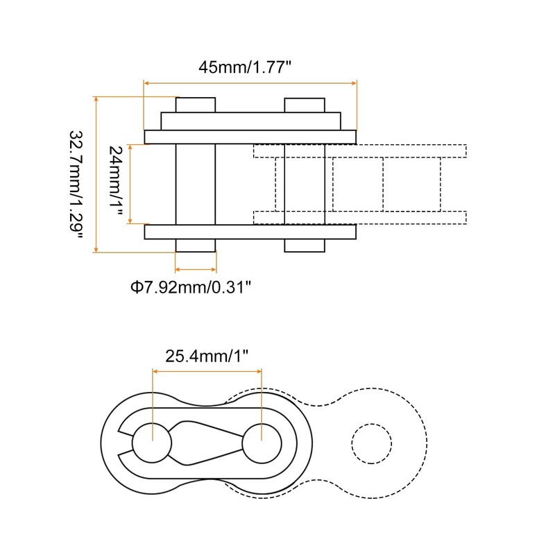 sourcing map 10Pcs #80-1/16A-1 Roller Chain Connecting Links 25.4mm Pitch